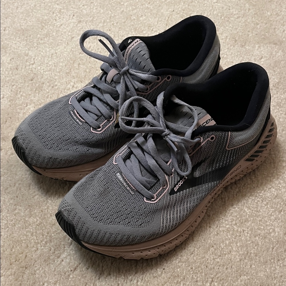 Brooks Charcoal and Light Pink Athletic Sneakers
